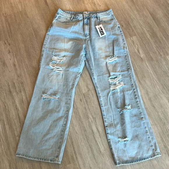 New Princess Polly Bilston Boyfriend Jeans Light Wash - Picture 1 of 4
